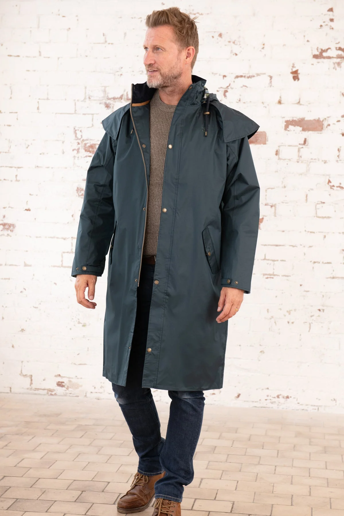 Stockman Full Length Rain Coat - Navy - Image 14