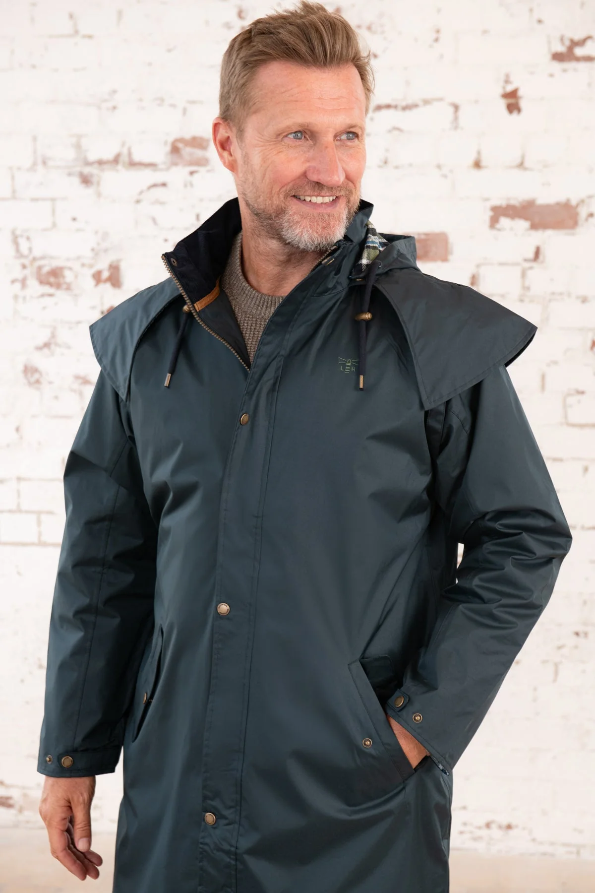 Stockman Full Length Rain Coat - Navy - Image 6