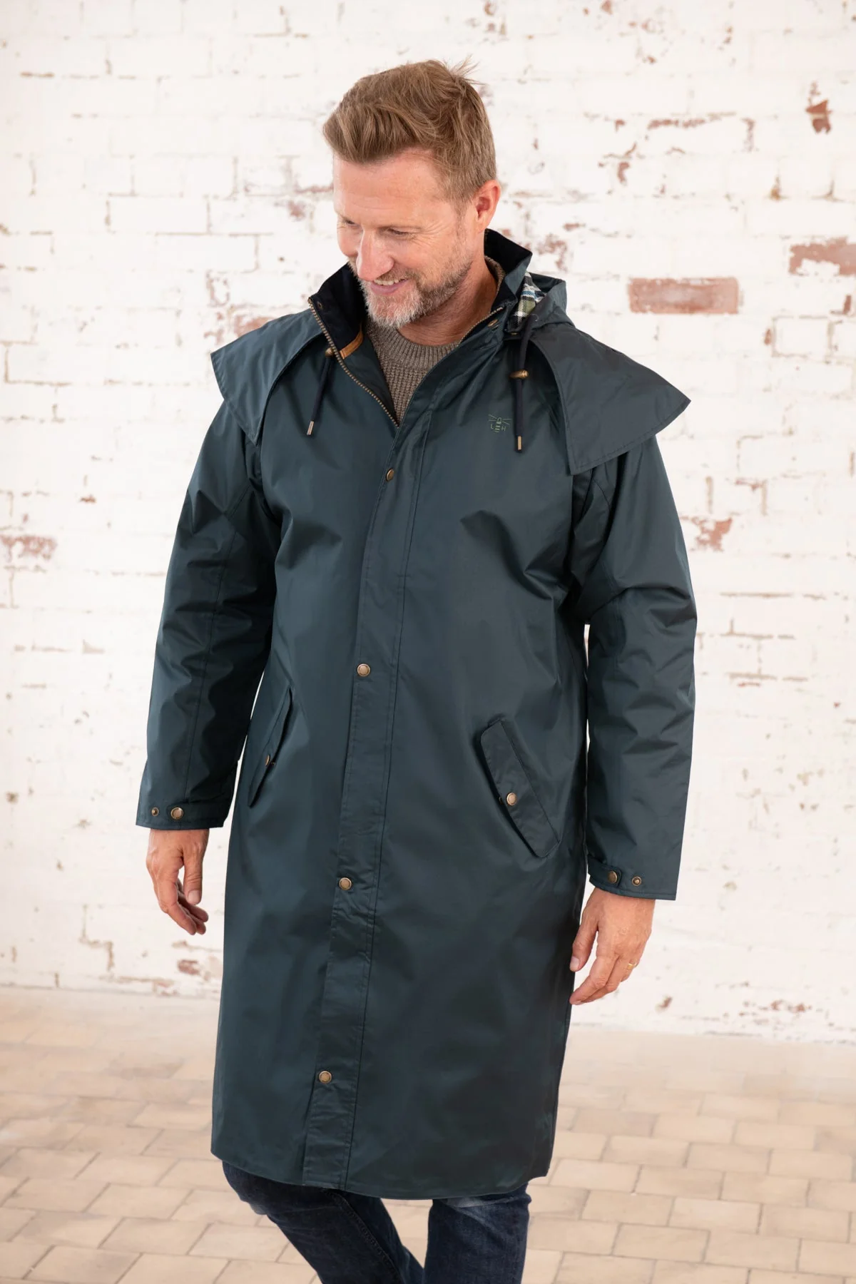 Stockman Full Length Rain Coat - Navy - Image 7